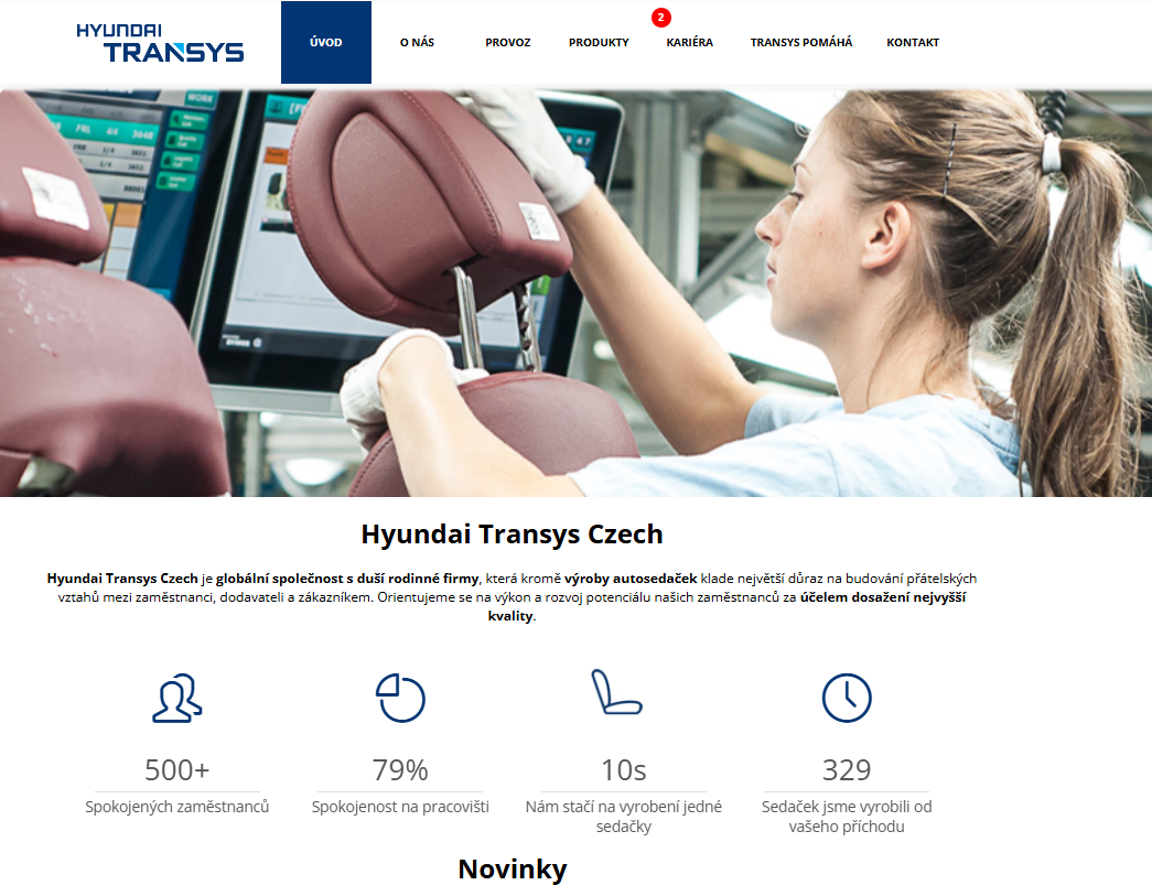 Náborový web společnosti pro Hyunday Dymos